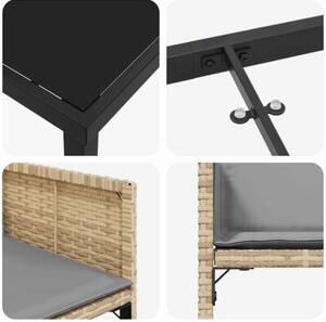 Zestaw Mebli Ogrodowych Komplet Jadalniany Z Poduszkami 5-Częściowy Beżowy Rattan Na Taras Balkon Ogród
