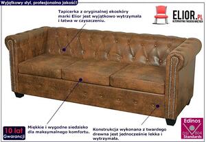 3-osobowa brązowa sofa w stylu Chesterfield - Charlotte 3Q