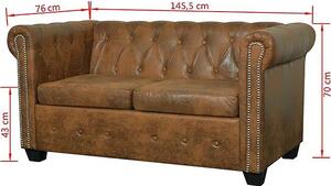 2-osobowa brązowa sofa w stylu Chesterfield - Charlotte 2Q