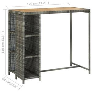 Zestaw Mebli Ogrodowych Komplet Barowy Z Poduszkami 5-Częściowy Szary Rattan Na Taras Balkon Ogród