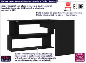 Czarne biurko z obrotową konstrukcją - Annero
