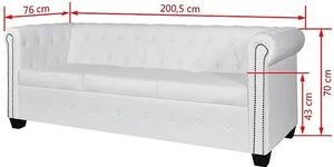 3-osobowa biała sofa w stylu Chesterfield - Charlotte 3Q
