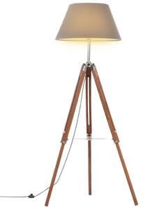 Brązowo-szara drewniana lampa podłogowa stojąca - EX199-Nostra