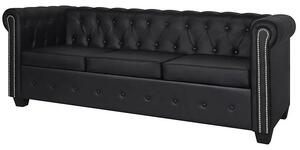 3-osobowa czarna sofa w stylu Chesterfield - Charlotte 3Q