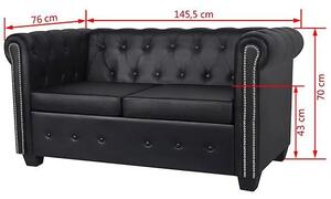2-osobowa czarna sofa w stylu Chesterfield - Charlotte 2Q