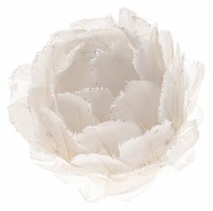 Świąteczna ozdoba z piór Kwiat, śr. 8 cm, biały