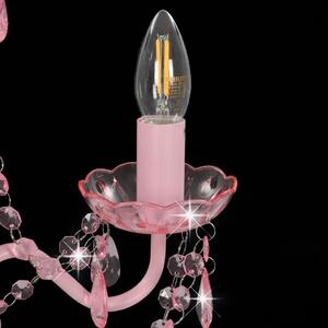 Różowy żyrandol kryształowy w kształcie świecznika - EX95-Zeus