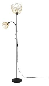 Lampa stojąca w czarno-złotym kolorze z metalowym kloszem (wys. 180 cm) Haval – Trio