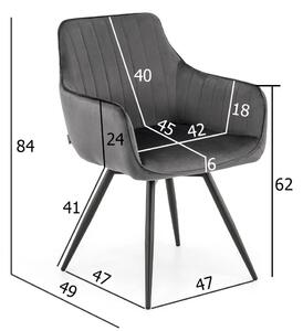 EMWOmeble Krzesło obrotowe do jadalni DC-0084-2 szare