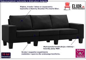 Ponadczasowa trzyosobowa czarna sofa - Lurra 3Q