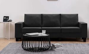 Ponadczasowa trzyosobowa czarna sofa - Lurra 3Q