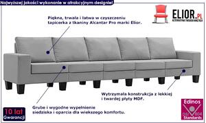 Ponadczasowa 5-osobowa jasnoszara sofa - Lurra 5Q