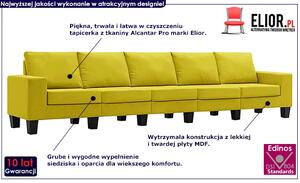 Ponadczasowa 5-osobowa żółta sofa - Lurra 5Q