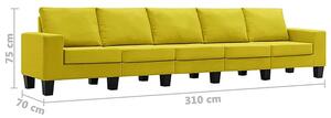 Ponadczasowa 5-osobowa żółta sofa - Lurra 5Q