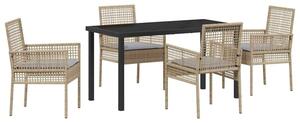 Zestaw Mebli Ogrodowych Komplet Jadalniany Z Poduszkami 5-Częściowy Beżowy Rattan Na Taras Balkon Ogród