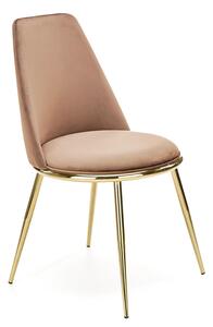 Beżowe krzesło welurowe w stylu glamour - Gasso