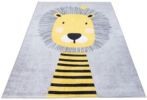 Szaro-żółty dywan dziecięcy z lwem - Puso 3X