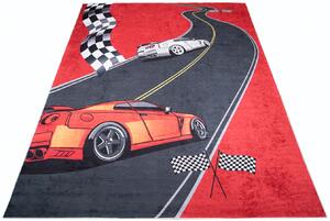 Czerwony dywan z autem wyścigowym dla chłopca - Kazo 5X