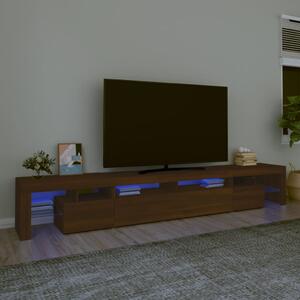 Szafka pod TV z oświetleniem LED, brązowy dąb, 260x36,5x40 cm