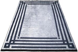 Szary dywan klasyczny z czarną ramką do salonu - Fasato 4X