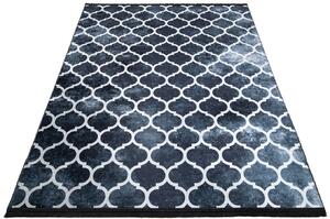 Czarny dywan glamour z geometrycznym wzorem i frędzlami - Drafio 6X
