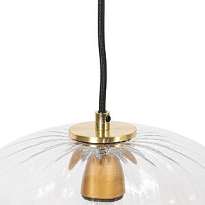 Lampa wisząca Art Deco złota ze szkłem okrągła 3-punktowa - Ayesha Oswietlenie wewnetrzne