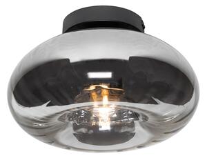 Lampa sufitowa Art Deco czarna ze szkłem dymnym - Ayesha Oswietlenie wewnetrzne