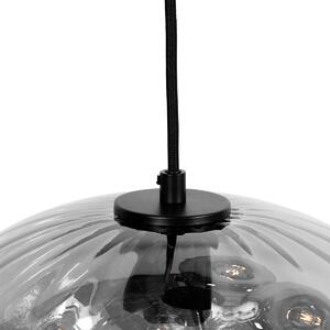 Lampa wisząca Art Deco czarna z dymionym szkłem, okrągła, 3-punktowa - Ayesha Oswietlenie wewnetrzne