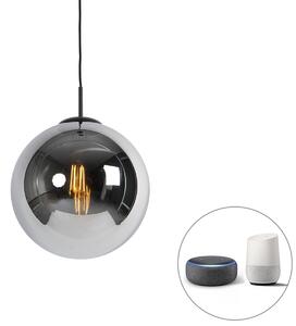Inteligentna lampa wisząca czarna z dymionym szkłem 30 cm z WiFi ST64 - Pallon Oswietlenie wewnetrzne