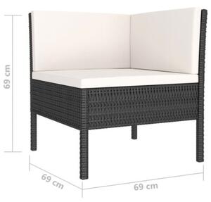 Zestaw Mebli Ogrodowych Komplet Wypoczynkowy Z Poduszkami 4-Częściowy Czarny Rattan Na Taras Balkon Ogród