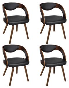 Krzesła stołowe, 4 szt., brązowe, gięte drewno i sztuczna skóra