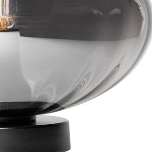 Lampa stołowa Art Deco czarna z dymionym szkłem - Ayesha Oswietlenie wewnetrzne
