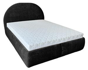 Łóżko tapicerowane 140x200 LUNARO materac pocket pojemnik PREMIUM Czarny