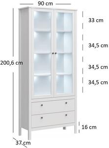 Biała Dwudrzwiowa Witryna Led Z 2 Szufladami Z4-W26
