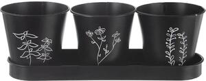 Black doniczka na zioła Ø 11 cm + podstawka, metal ORION 310628