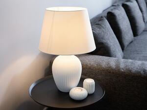 Lampa stołowa biała ceramiczna matowa materiałowy abażur Fergus Beliani