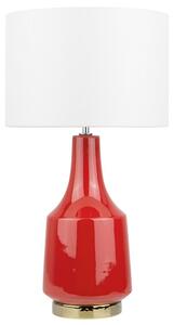 Lampa stołowa czerwona ceramiczna z abażurem wysoki połysk 60 cm Triversa Beliani