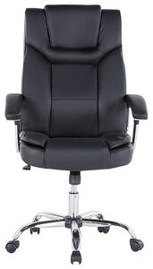 Fotel biurowy ekoskóra krzesło regulowane regulowany metalowa noga czarny Advance Beliani