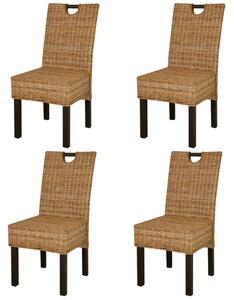 Krzesła stołowe, 4 szt., rattan Kubu i drewno mango