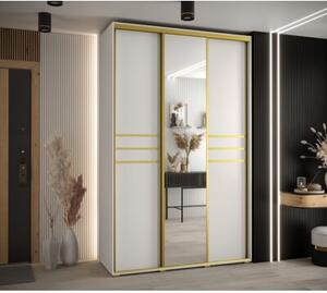 Szafa przesuwna wysoka Davos 11 160, gł. 60 cm biały + biały + złoty