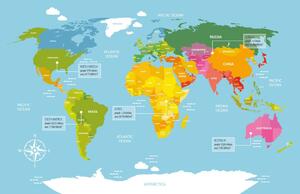 Samoprzylepna tapeta niezwykła mapa świata
