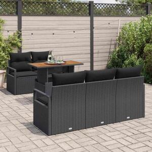 Zestaw Mebli Ogrodowych Komplet Wypoczynkowy 6-Częściowy Czarny Rattan Na Taras Balkon Ogród