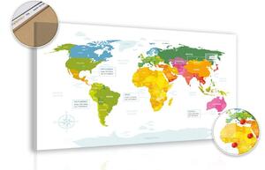 Obraz na korku wyjątkowa mapa świata z białym tłem