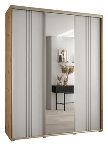 Szafa przesuwna wysoka Davos 7 190, gł. 60 cm artisan + biały + srebrny