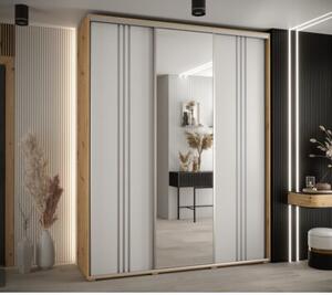 Szafa przesuwna wysoka Davos 7 190, gł. 60 cm artisan + biały + srebrny