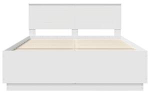 Nowoczesny stelaż do łóżka z regulowanym zagłówkiem i portem USB w kolorze białym