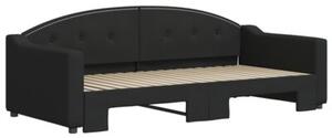 Sofa rozsuwana, czarna, 90x190 cm, tkanina
