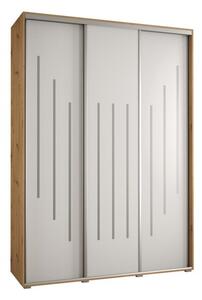Szafa przesuwna wysoka Davos 8 180, gł. 45 cm artisan + biały + srebrny