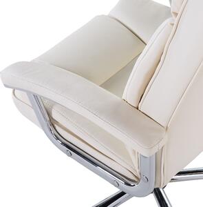 Fotel biurowy ekoskóra krzesło regulowane regulowany metalowa noga beżowy Advance Beliani