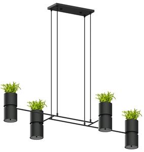 Czarna industrialna lampa wisząca z roślinami - EX595-Kukkin